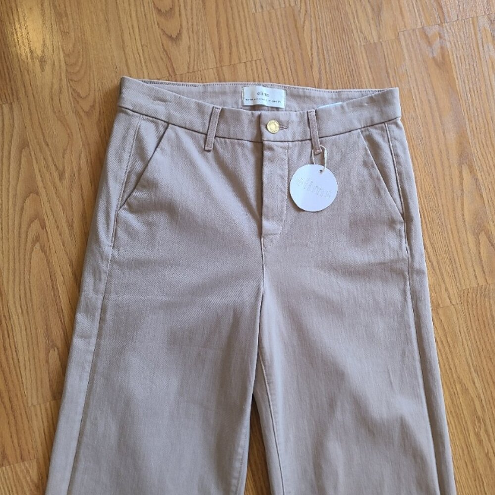 NEW NWT ELIMS THE MALIBU WIDE LEG CROPPED CHINO PANT HIGH RISE STRETCH COTTON XS - Picture 3 of 9